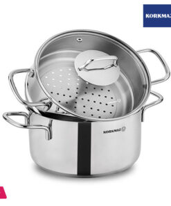 Korkmaz Perla High Quality Stainless Steel Steamer Pot Set 24cm
