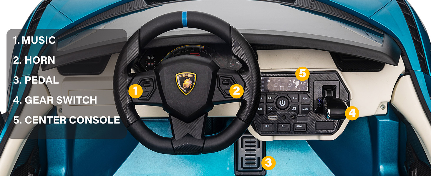 Lamborghini Sian 2-Seater Ride-On Car For Kids 24V With Remote Control Light Music 27 Lamborghini Sian 2-Seater Ride-On Car For Kids 24V With Remote Control Light Music
