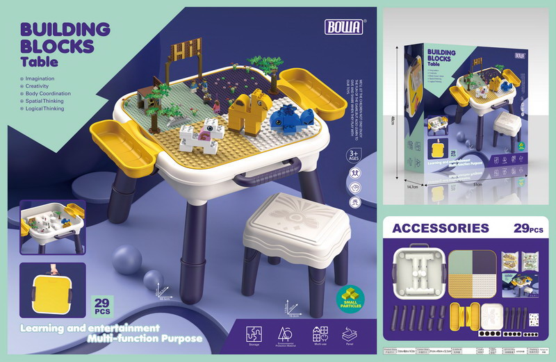 Little Story 4 In 1 Block Activity Table With Stool And Blocks