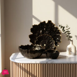 Luxury Gold Leaf Textured Fruit Bowl &Amp; Cake Set (14 Pieces)