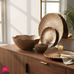 Luxury Round Textured Fruit Bowl &Amp; Cake Plate Set (14 Pieces)