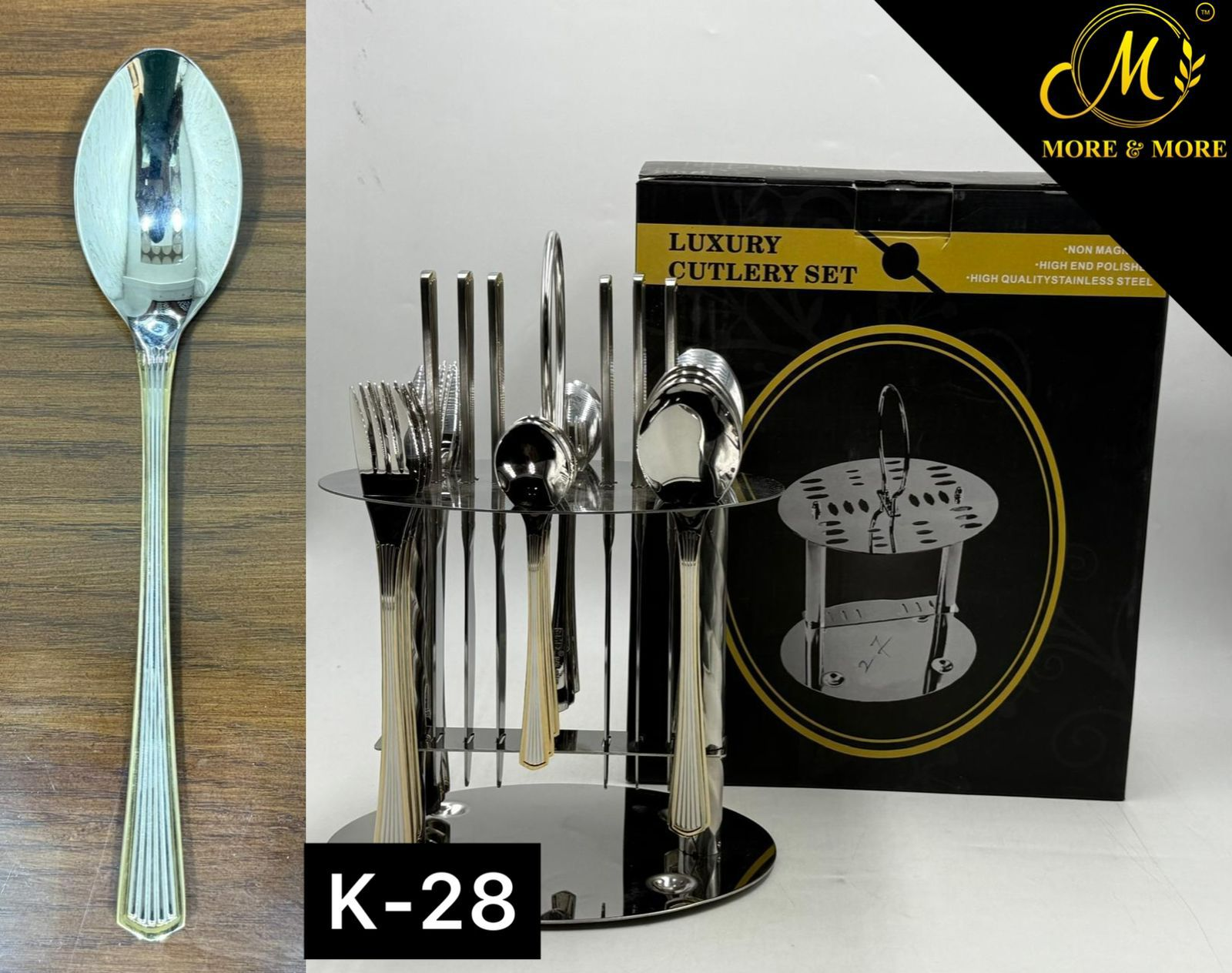 Luxury Stainless Steel Cutlery Set With Stand 24 Pieces 14 Luxury Stainless Steel Cutlery Set With Stand 24 Pieces