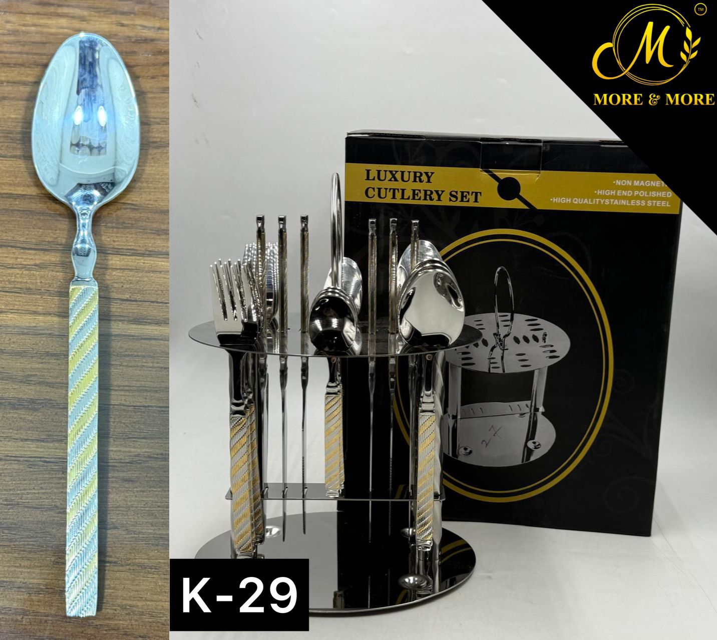 Luxury Stainless Steel Cutlery Set With Stand 24 Pieces