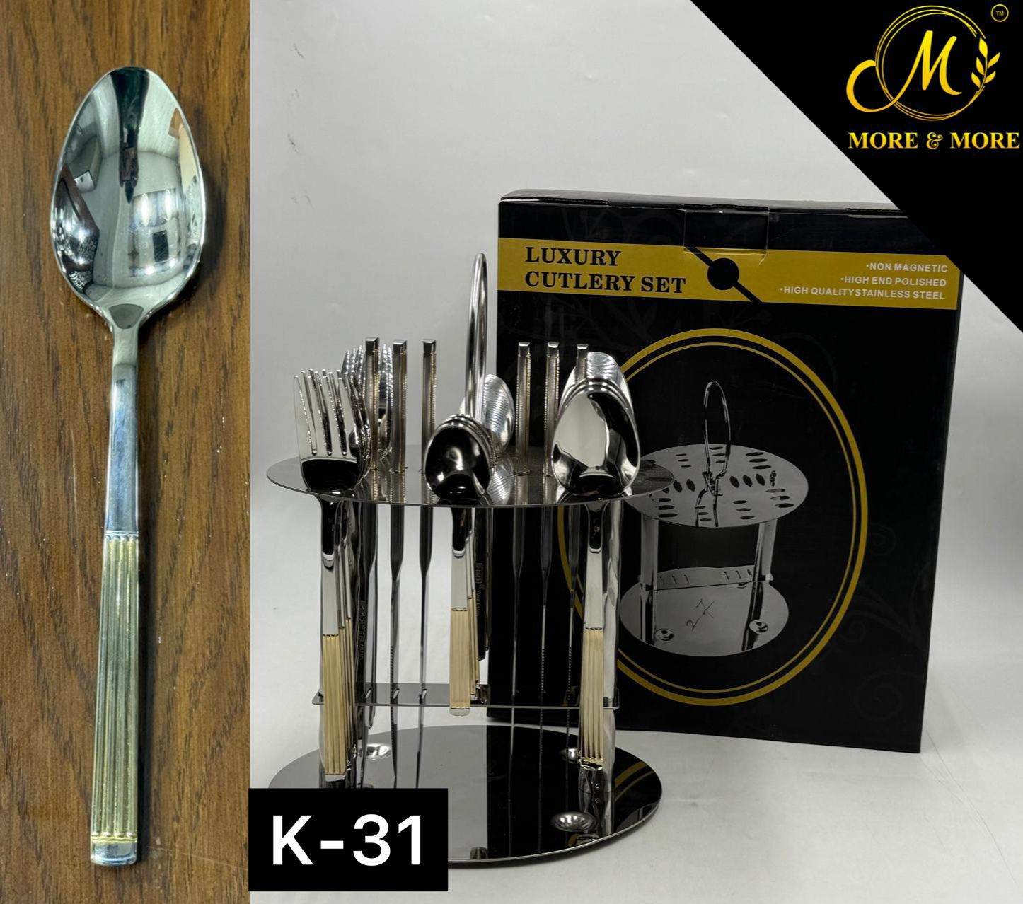 Luxury Stainless Steel Cutlery Set With Stand 24 Pieces 17 Luxury Stainless Steel Cutlery Set With Stand 24 Pieces