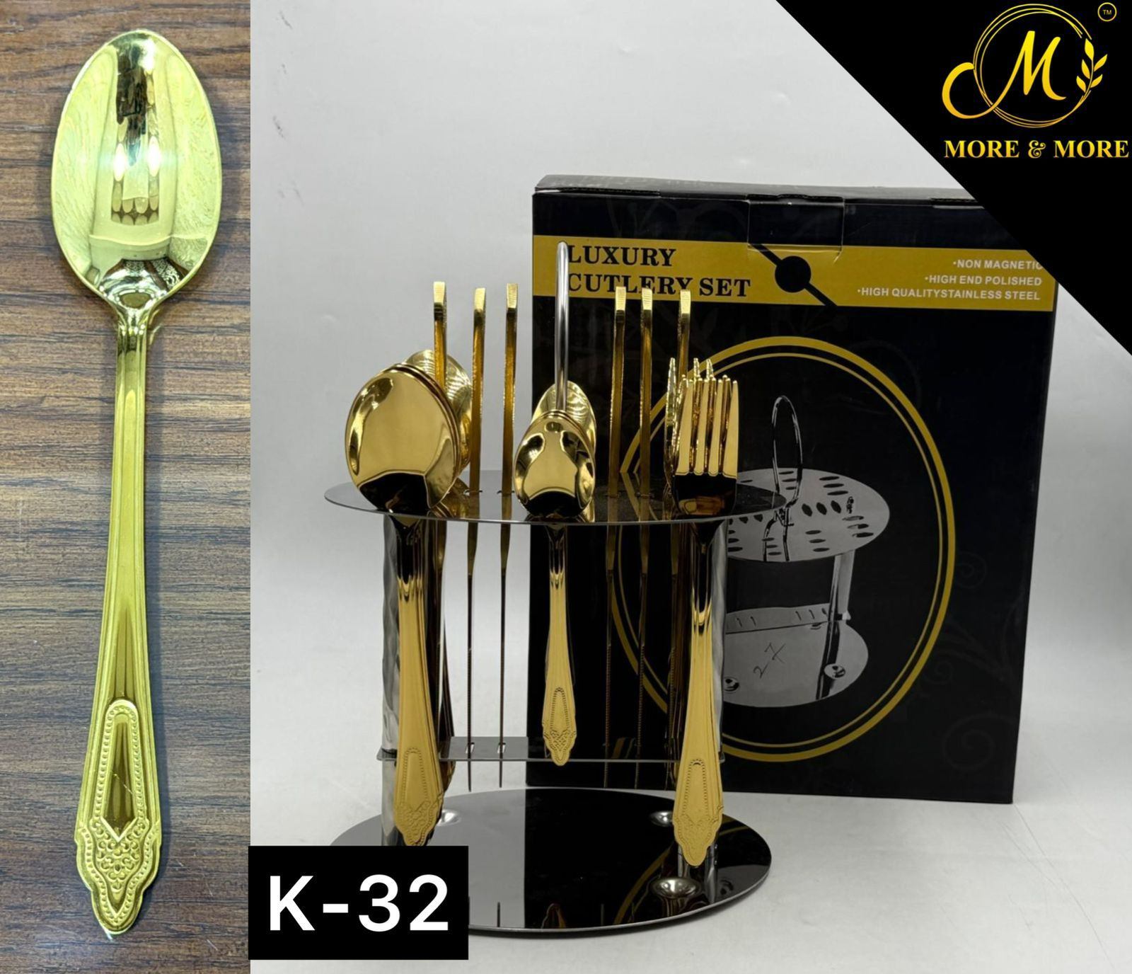 Luxury Stainless Steel Cutlery Set With Stand 24 Pieces