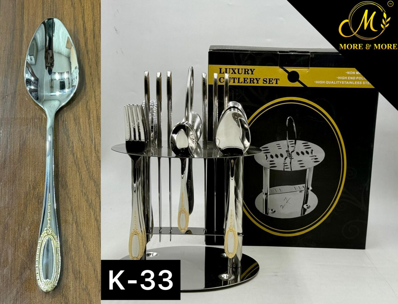 Luxury Stainless Steel Cutlery Set With Stand 24 Pieces 19 Luxury Stainless Steel Cutlery Set With Stand 24 Pieces