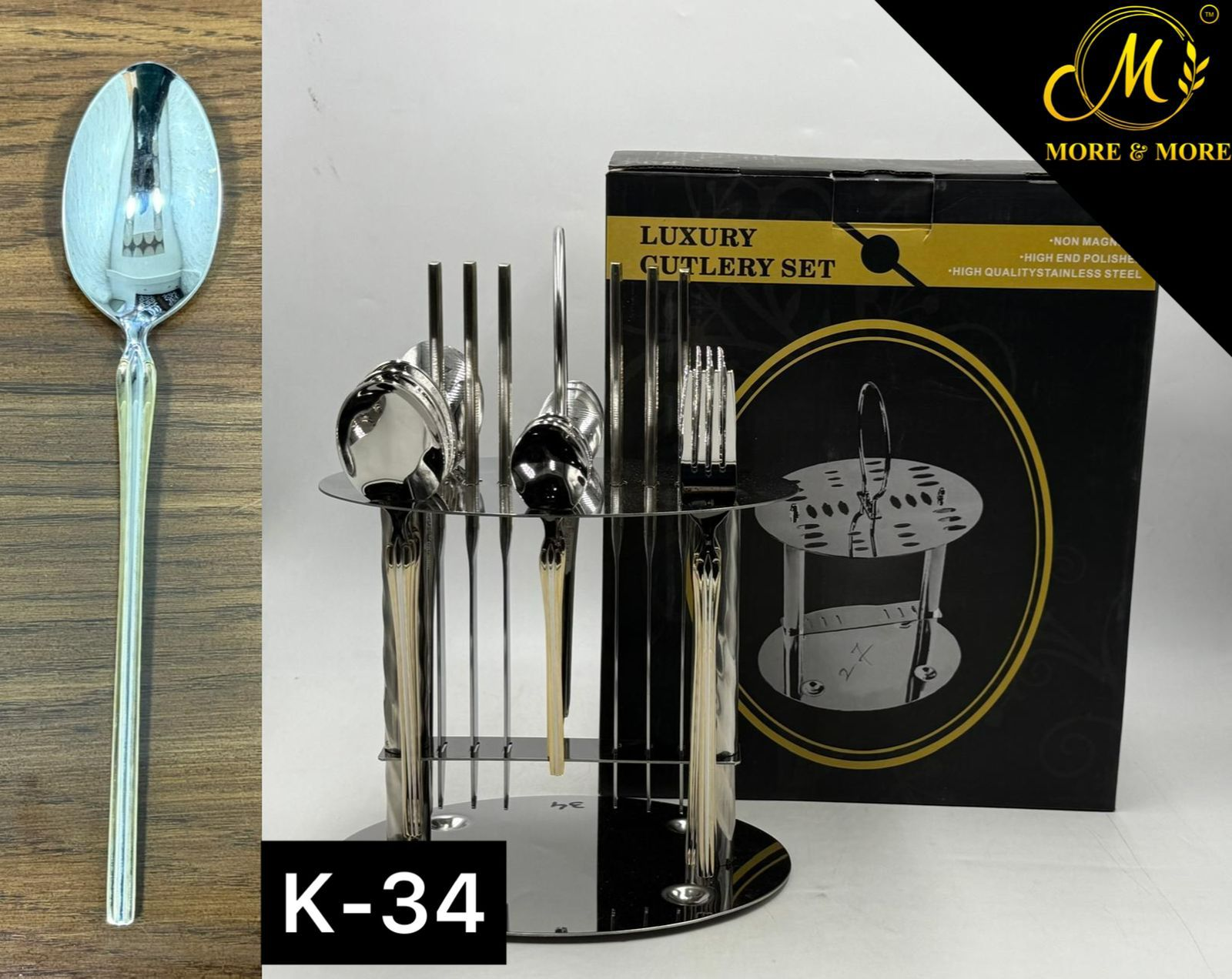 Luxury Stainless Steel Cutlery Set With Stand 24 Pieces
