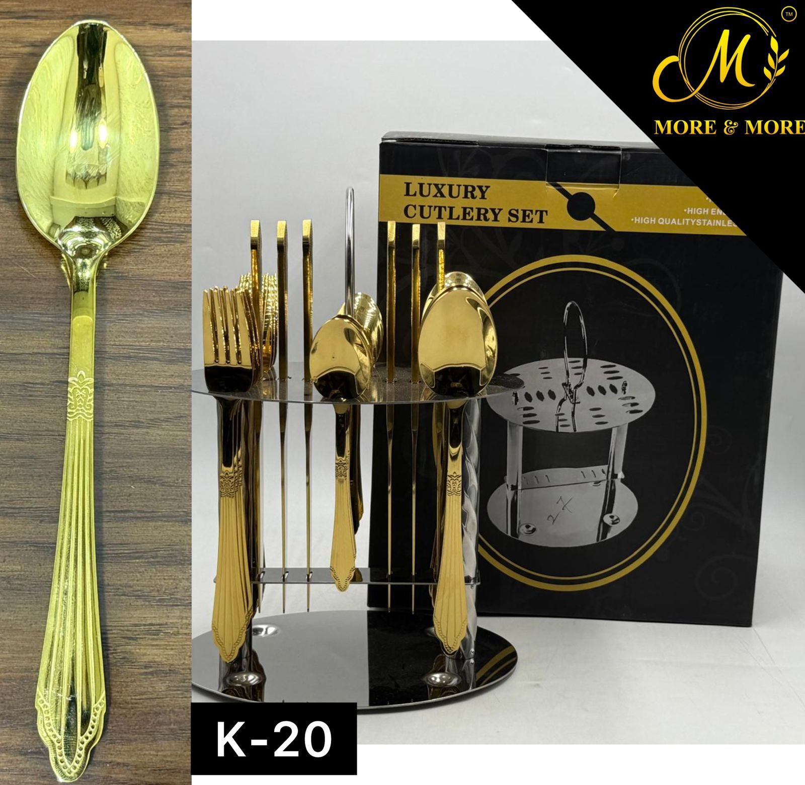 Luxury Stainless Steel Cutlery Set With Stand 24 Pieces 6 Luxury Stainless Steel Cutlery Set With Stand 24 Pieces