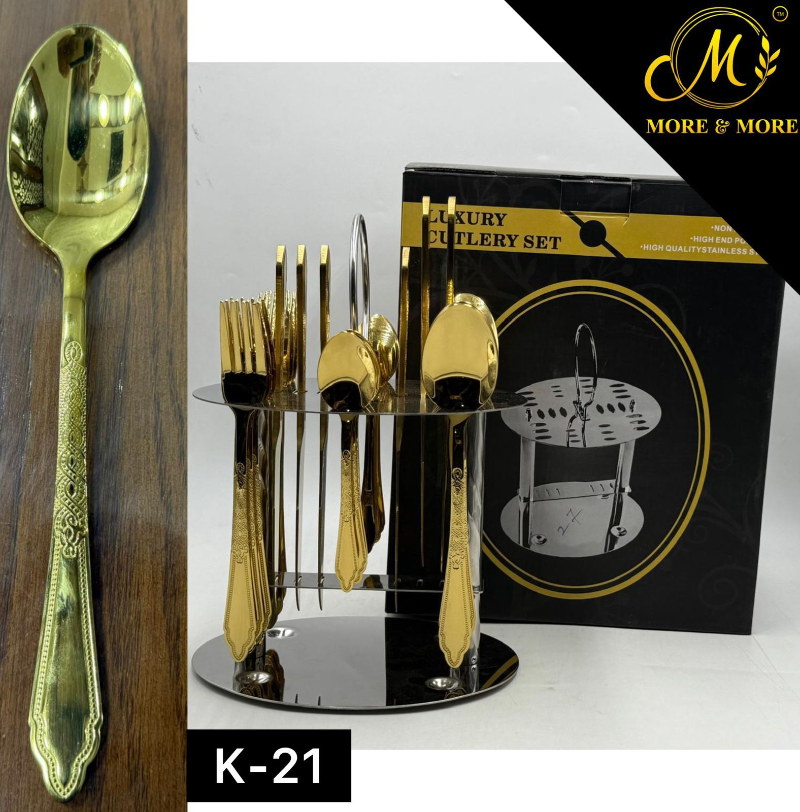 Luxury Stainless Steel Cutlery Set With Stand 24 Pieces 7 Luxury Stainless Steel Cutlery Set With Stand 24 Pieces