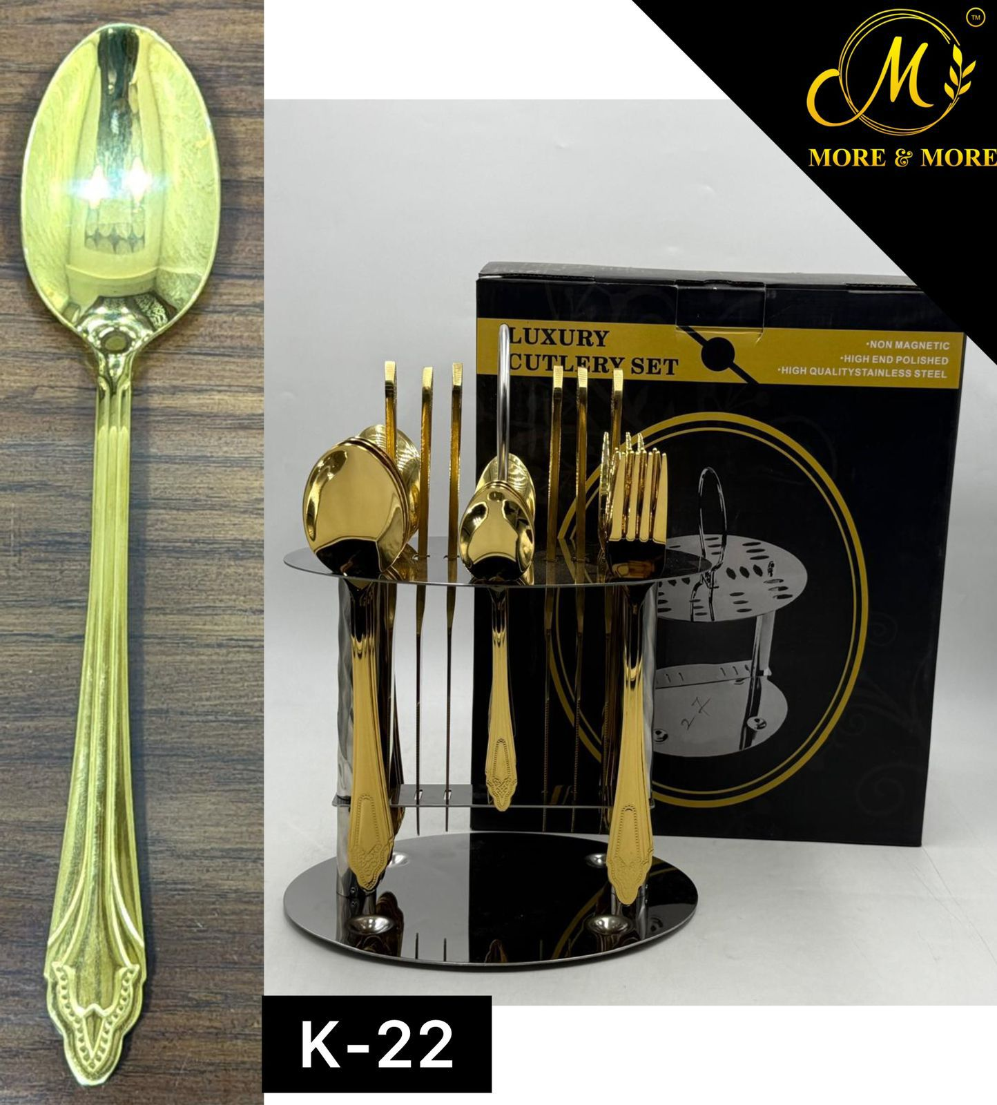 Luxury Stainless Steel Cutlery Set With Stand 24 Pieces 8 Luxury Stainless Steel Cutlery Set With Stand 24 Pieces