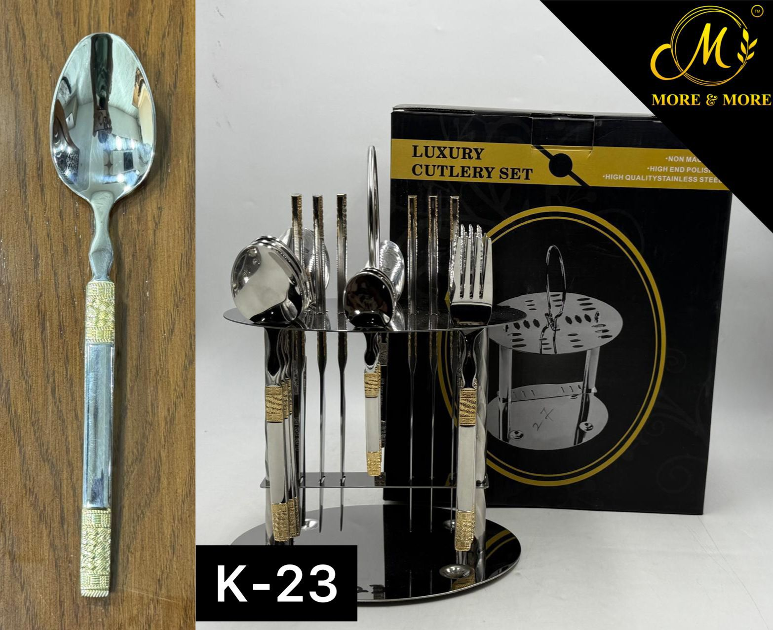 Luxury Stainless Steel Cutlery Set With Stand 24 Pieces 9 Luxury Stainless Steel Cutlery Set With Stand 24 Pieces