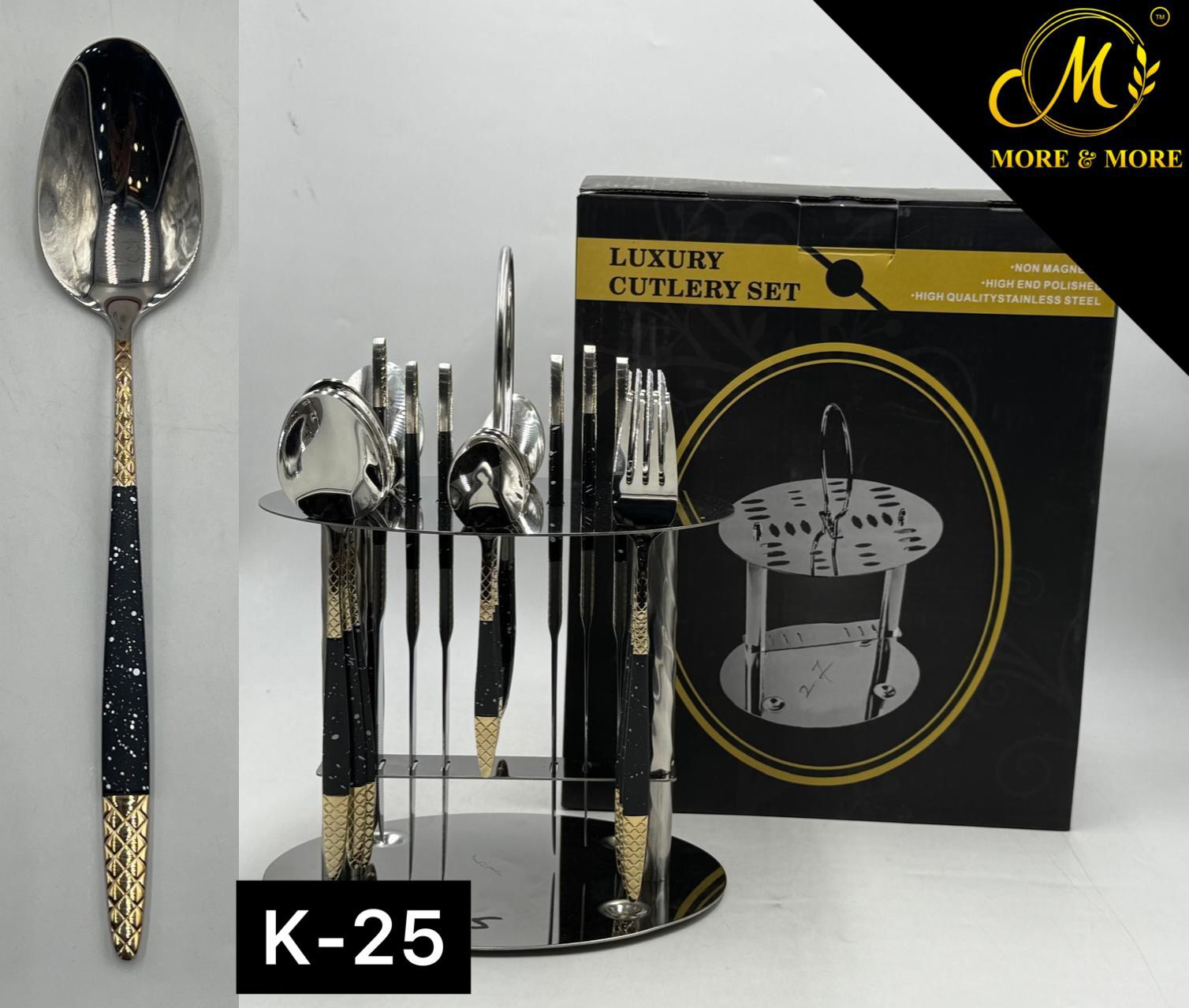 Luxury Stainless Steel Cutlery Set With Stand 24 Pieces 11 Luxury Stainless Steel Cutlery Set With Stand 24 Pieces