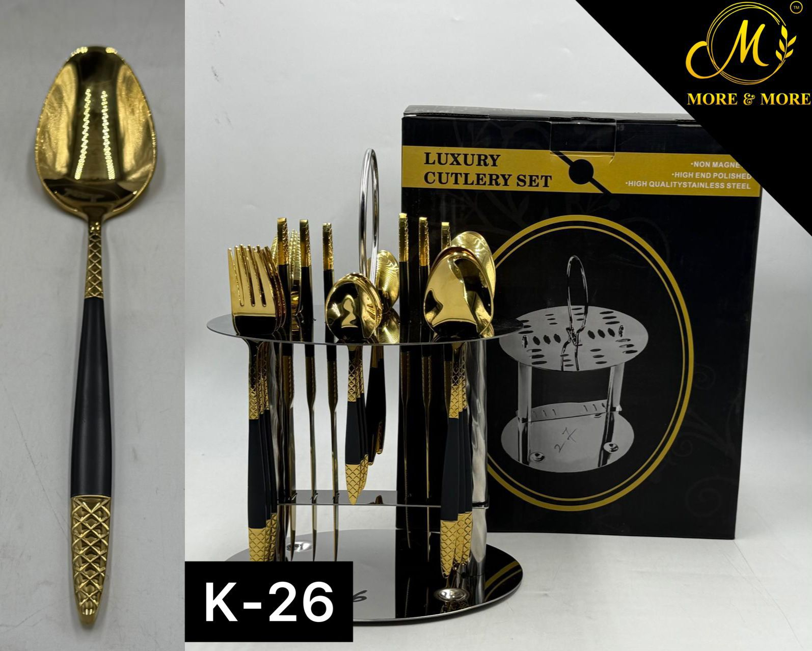Luxury Stainless Steel Cutlery Set With Stand 24 Pieces