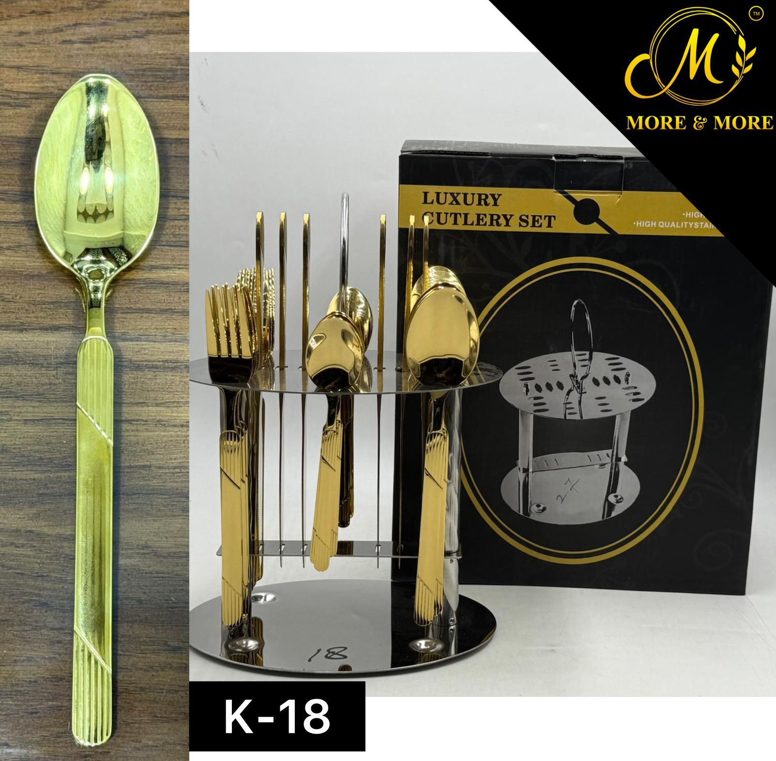 Luxury Stainless Steel Cutlery Set With Stand 24 Pieces