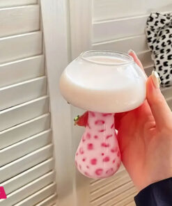 Mushroom Shaped Borosilicate Glass Cup for Cocktails Milk Coffee Microwave Safe - 250ml