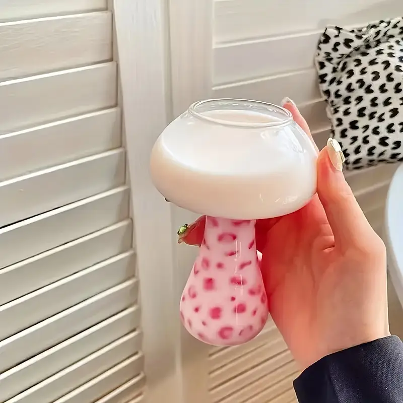 Mushroom Shaped Borosilicate Glass Cup For Cocktails Milk Coffee Microwave Safe - 250Ml