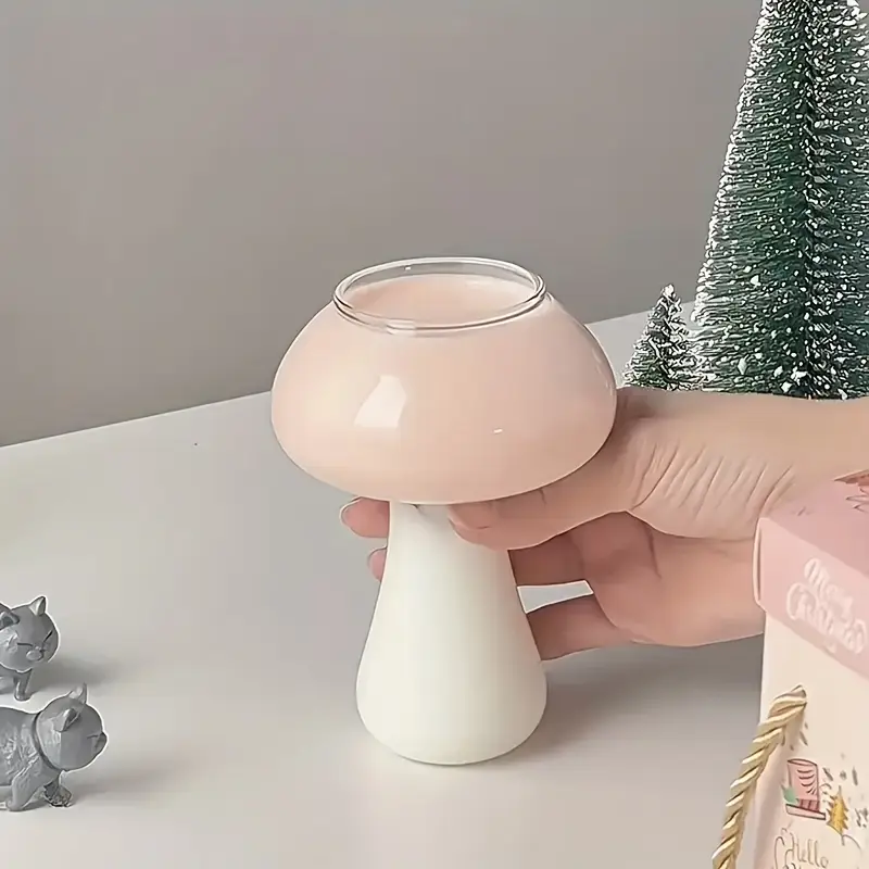 Mushroom Shaped Borosilicate Glass Cup For Cocktails Milk Coffee Microwave Safe - 250Ml 25 Mushroom Shaped Borosilicate Glass Cup For Cocktails Milk Coffee Microwave Safe - 250Ml