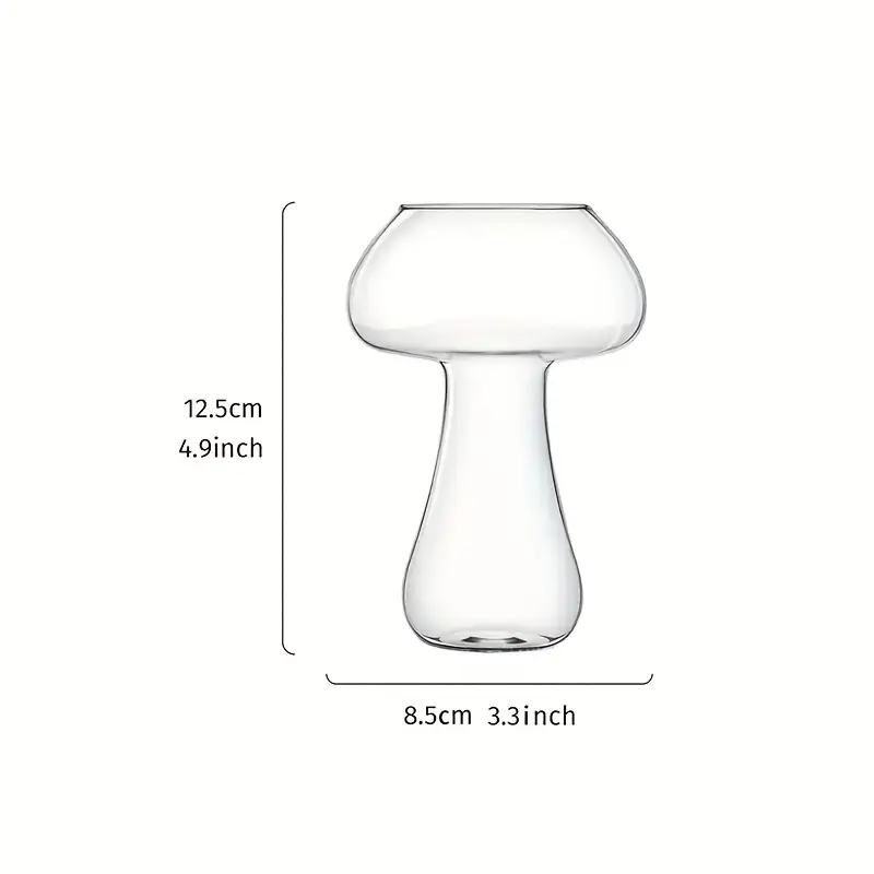 Mushroom Shaped Borosilicate Glass Cup For Cocktails Milk Coffee Microwave Safe - 250Ml