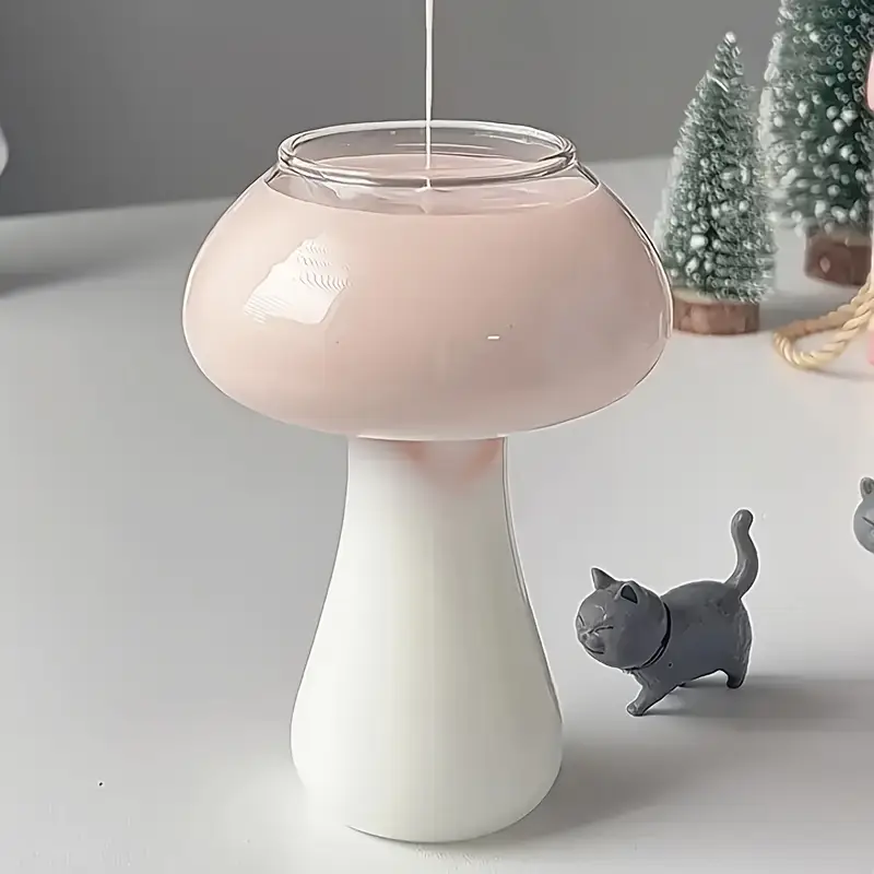 Mushroom Shaped Borosilicate Glass Cup For Cocktails Milk Coffee Microwave Safe - 250Ml