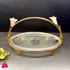 Orchid Gold glass Handle Fruit Platter