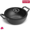 Prestige Cast Iron Wok Kadai 20 Cm Iron Kadhai With Glass Lid For Cooking And Deep Frying  Pre Seasoned Induction Cookware