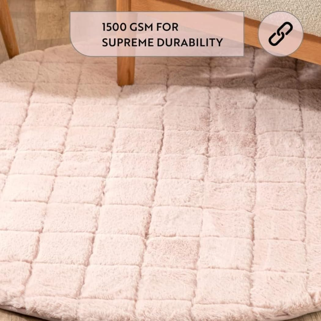 Shaggy Soft Touch Rabbit Plush Round Carpet 4 Feet