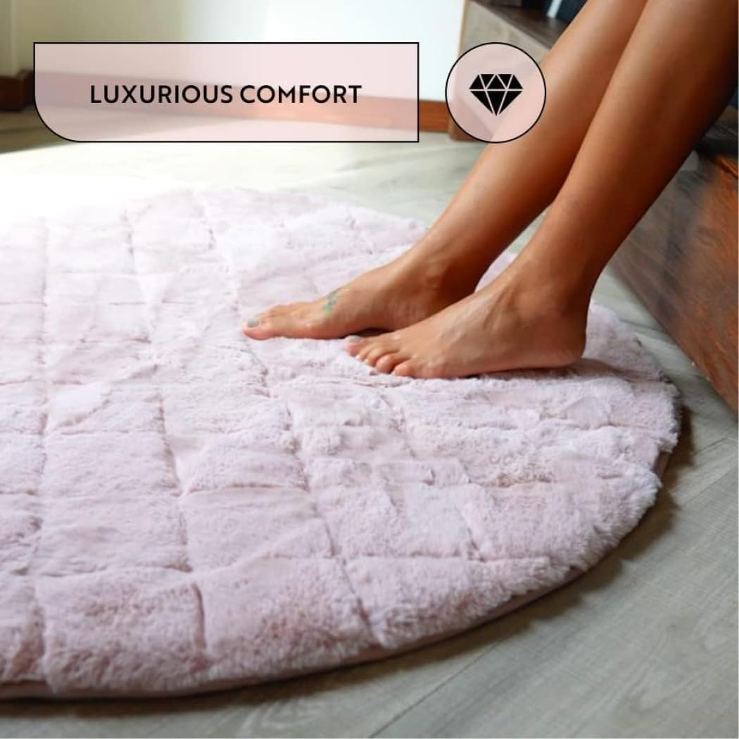 Shaggy Soft Touch Rabbit Plush Round Carpet 4 Feet