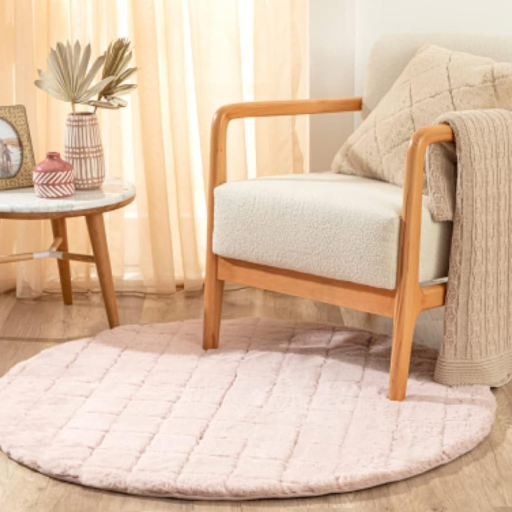 Shaggy Soft Touch Rabbit Plush Round Carpet 4 Feet