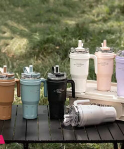 Sitarayuri Coffee Stainless Steel Vacuum Insulated Tumbler With Lid Straw And Handle 1250ml