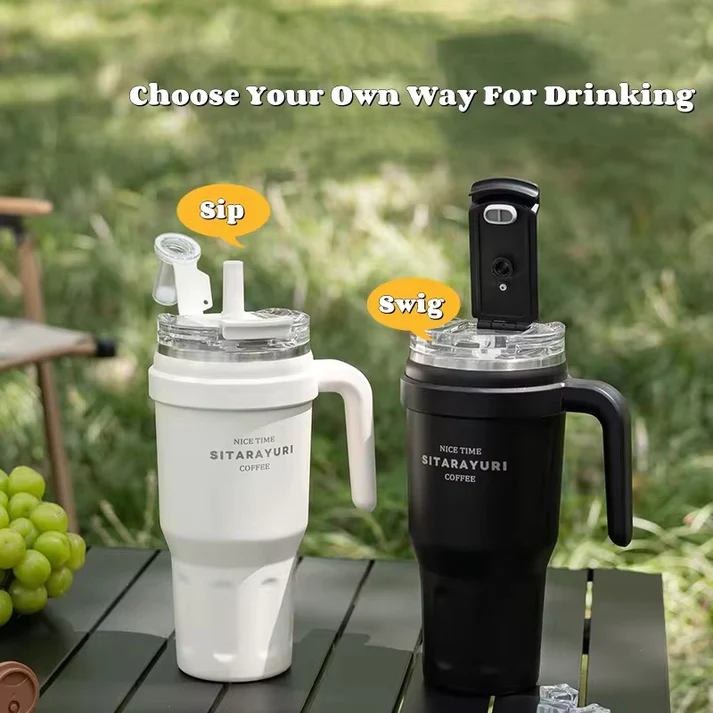 Sitarayuri Coffee Stainless Steel Vacuum Insulated Tumbler With Lid Straw And Handle 1250Ml 6 Sitarayuri Coffee Stainless Steel Vacuum Insulated Tumbler With Lid Straw And Handle 1250Ml