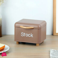 Bread Stock Storage Containter Rubber Wood Handle Set Of 2