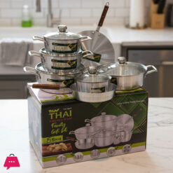 Thai Kitchen ware Cookware Set of 15 pieces - Glass Lid