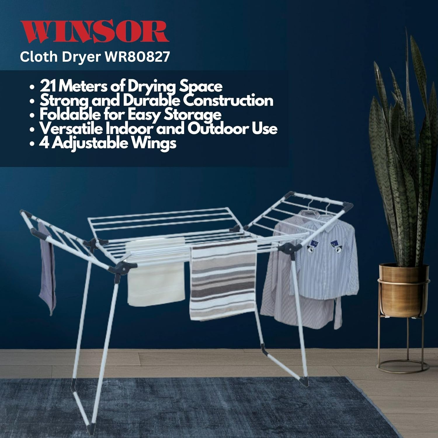 Winsor Cloth Drying Foldable Stand 21 Meters Strong And Durable Tubes With Rust Proof Powder Coating Clothes Dryer Drying Stand Laundry Rack 6 Winsor Cloth Drying Foldable Stand 21 Meters Strong And Durable Tubes With Rust Proof Powder Coating Clothes Dryer Drying Stand Laundry Rack