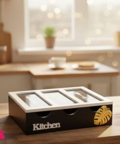 Wooden Cutlery Organizer with Dividers