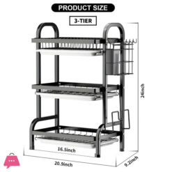 2-3 Tier Dish Rack Utensil And Plate Holder Adjustable And Durable Kitchen Storage Solution