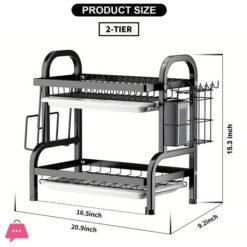2-3 Tier Dish Rack Utensil And Plate Holder Adjustable And Durable Kitchen Storage Solution