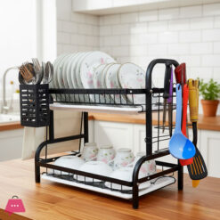 2-3 Tier Dish Rack Utensil and Plate Holder Adjustable and Durable Kitchen Storage Solution