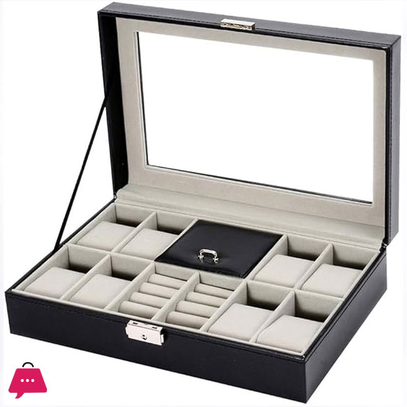 2 In 1 8 Watch Box Grids + 3 Mixed Grids Pu Leather Watch Case Organizer Box Luxury Jewelry Ring Display Watch Boxes 4 2 In 1 8 Watch Box Grids + 3 Mixed Grids Pu Leather Watch Case Organizer Box Luxury Jewelry Ring Display Watch Boxes - Image 2