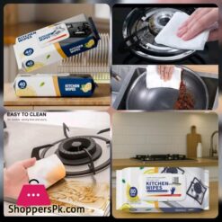 AT 80 Pcs Kitchen Cleaning Wipes Lemon Scent Effective Cleaning Removing Grease Stains from Surfaces Glass Oven Strong Skin Safe Wipes for Daily Home Use