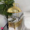 8L Gold Double Basin Large Stainless Steel Gold Round Hanging Food Warmer Chafing Dish Buffet