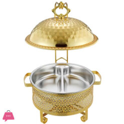 8L Gold Double Basin Large Stainless Steel Gold Round Hanging Food Warmer Chafing Dish Buffet