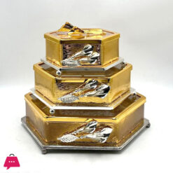 Elegant Golden Square Nuts And Candy Or Food Storage Container With Lid 3-Piece