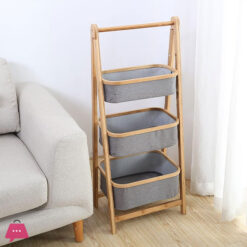 Folding Bamboo Two &Amp; Three-Tier Storage Basket
