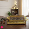 Gold Metal Serving Storage Luxury Elegant Household Tray 2 Pieces