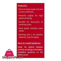 Handheld Stainless Steel Battery Operated Electric Milk Frother Es5582