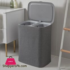 Laundry Basket with Lid Dual Compartment Design Laundry Hamper Clothes Basket for Bathroom Laundry