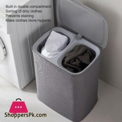 Laundry Basket With Lid Dual Compartment Design Laundry Hamper Clothes Basket For Bathroom Laundry
