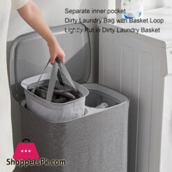 Laundry Basket With Lid Dual Compartment Design Laundry Hamper Clothes Basket For Bathroom Laundry
