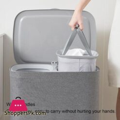 Laundry Basket With Lid Dual Compartment Design Laundry Hamper Clothes Basket For Bathroom Laundry