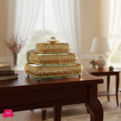 Luxury 3-Piece Sqaure Golden Bonbonniere Set